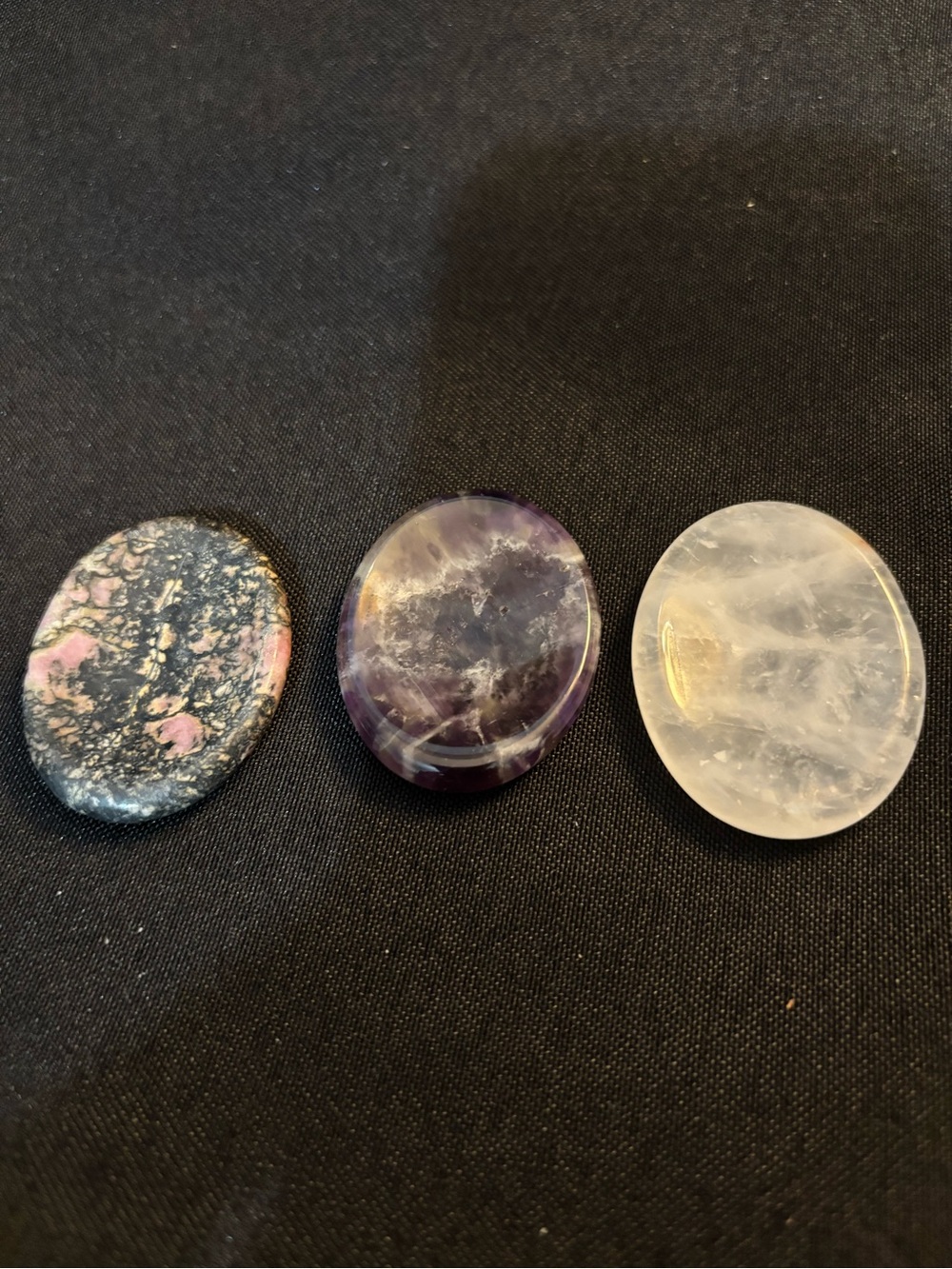 Polished Semi-Precious Gemstone Worry Stones - Amethyst, Rose Quartz, Rhodonite